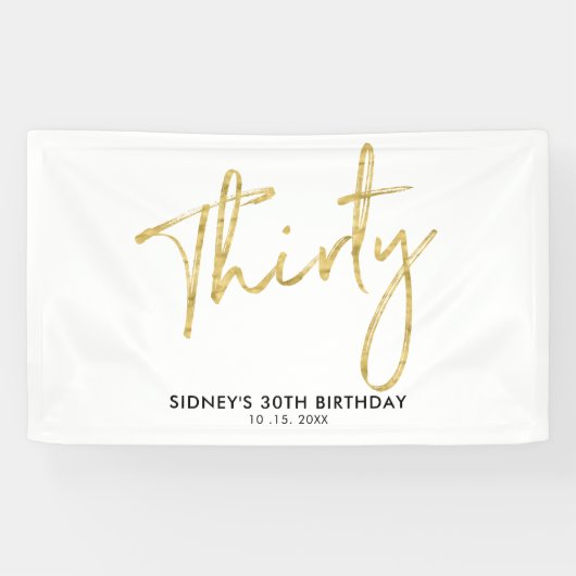 Gold 30th Birthday Party Welcome Banner (Horizontaal)