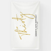 Gold 30th Birthday Party Welcome Banner (Verticaal)