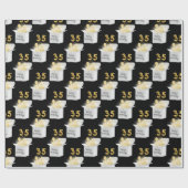 Gold 35th Birthday ballons in White Box Cadeaupapier (Vlak)