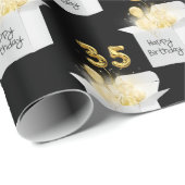 Gold 35th Birthday ballons in White Box Cadeaupapier (Rol Hoek)