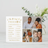 Gold 3 Foto Collage Funny Post Covid Kerstmis Feestdagenkaart (Staand voorkant)