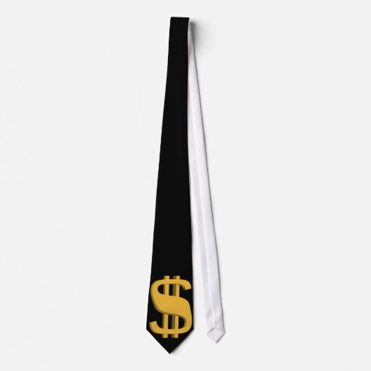 Gold 3D Dollar Sign Necktie Stropdas (Voorkant)