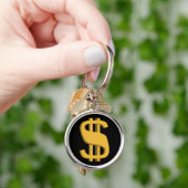 Gold 3D Dollar Sign-Sleutelhanger Sleutelhanger (Hand)