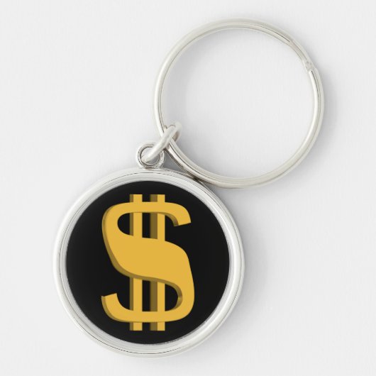 Gold 3D Dollar Sign-Sleutelhanger Sleutelhanger (Voorkant)