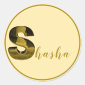 Gold 3D Letter S-stickers Ronde Sticker (Voorkant)