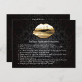 Gold 3D Lips Beauty Salon Makeup Instruction Tips Briefkaart (Voorkant / Achterkant)