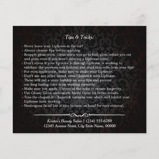 Gold 3D Lips Beauty Salon Makeup Instruction Tips Flyer (Achterkant)