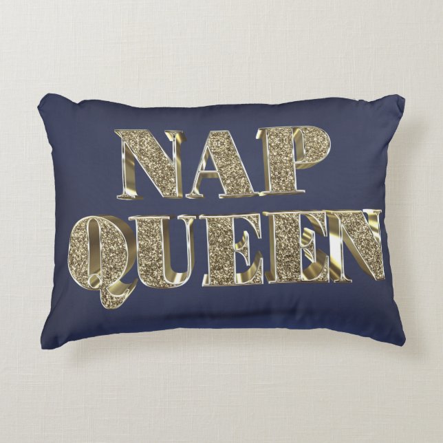 Gold 3D NAP QUEEN Accent Kussen (Voorkant)