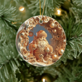 Gold 3d Santa-clausule Keramisch Ornament