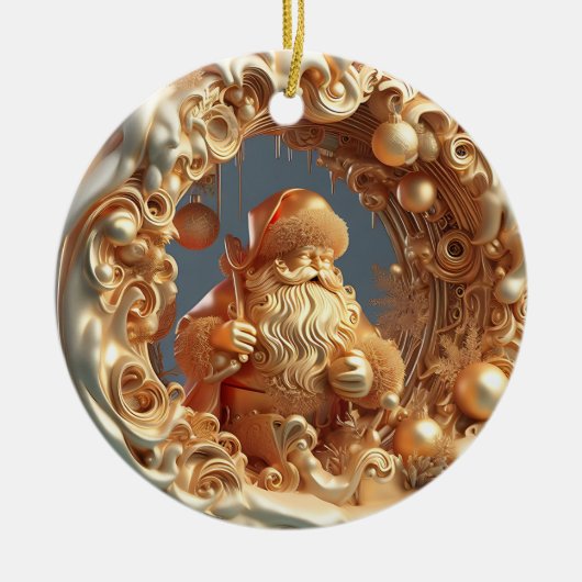 Gold 3d Santa-clausule Keramisch Ornament (Voorkant)