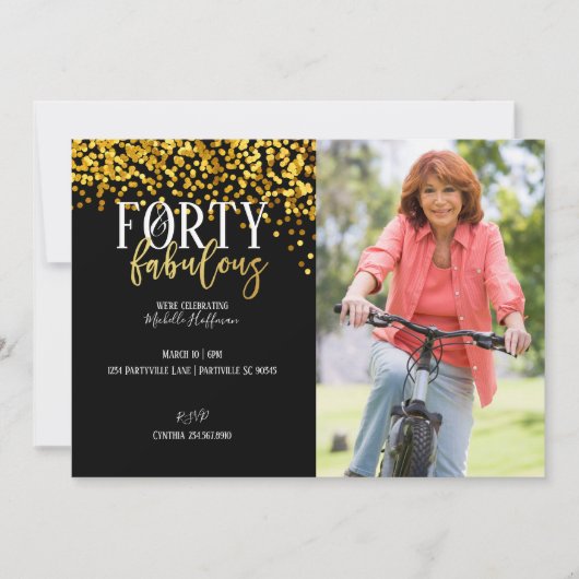 Gold 40- en Fabulous 40e verjaardag feestdagen Kaart (Voorkant)