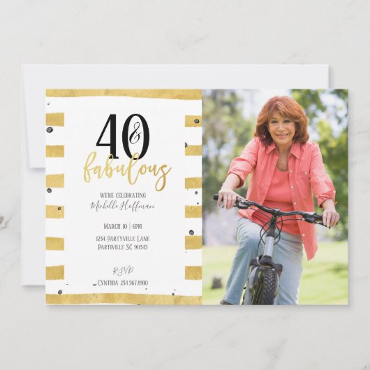 Gold 40- en Fabulous 40e verjaardag feestdagen Kaart (Voorkant)