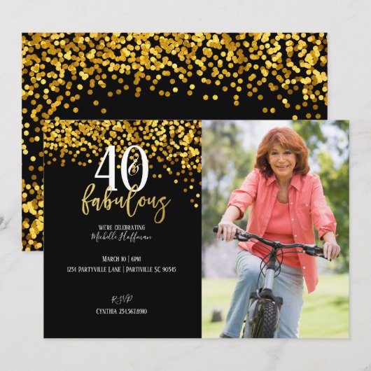 Gold 40- en Fabulous 40e verjaardag feestdagen Kaart (Voorkant / Achterkant)