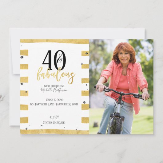 Gold 40- en Fabulous 40e verjaardag feestdagen Kaart (Voorkant)