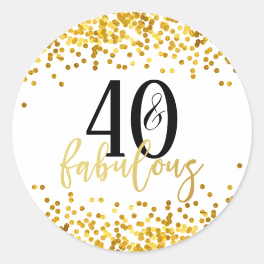Gold 40 en Fabulous 40th Birthday Party Stickers (Voorkant)