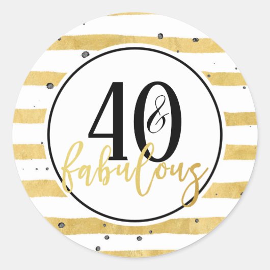 Gold 40 en Fabulous 40th Birthday Party Stickers (Voorkant)