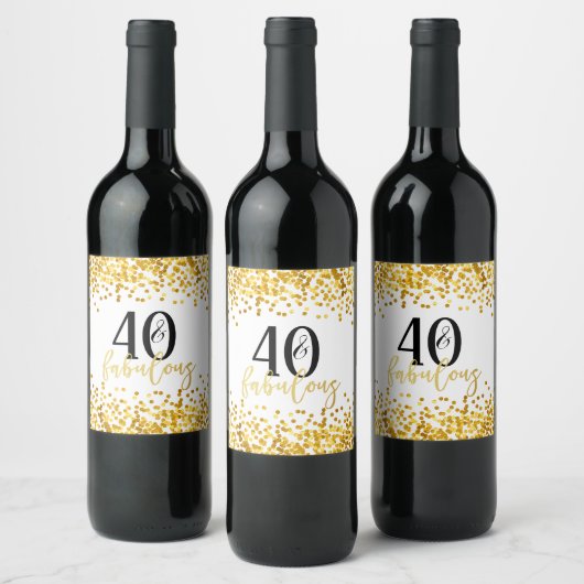Gold 40- en Fabulous Birthday Party Wine Labels Wijn Etiket (Flessen)