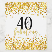 Gold 40- en Fabulous Birthday Party Wine Labels Wijn Etiket (Enkel label)