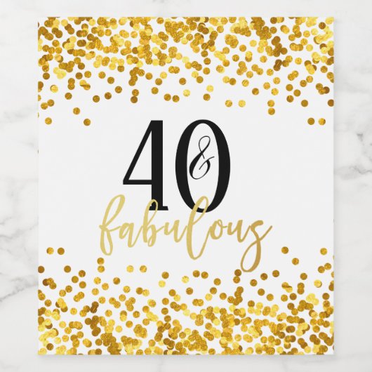 Gold 40- en Fabulous Birthday Party Wine Labels Wijn Etiket (Enkel label)