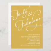 Gold 40 en Fabulous Invitations Kaart (Voorkant / Achterkant)