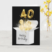 Gold 40e verjaardag ballonnen in witte doos kaart (Gele Bloem)