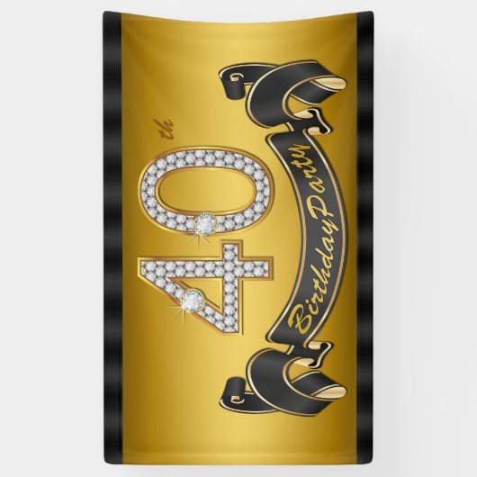 Gold 40e verjaardag spandoek (Verticaal)