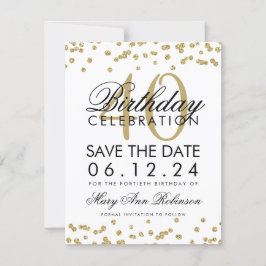 Gold 40e verjaardag Sparen de Datum Confetti Save The Date