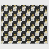 Gold 40th Birthday-ballonnen in doos Cadeaupapier (Vlak)