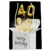 Gold 40th Birthday-ballonnen in doos Medium Cadeauzakje (Voorkant)