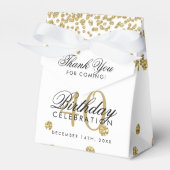 Gold 40th Birthday Bedankt Confetti White Bedankdoosjes (Voorkant Zijde)