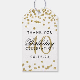 Gold 40th Birthday Bedankt Confetti White Cadeaulabel