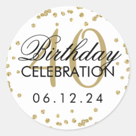 Gold 40th Birthday Faux Glitter Confetti Ronde Sticker