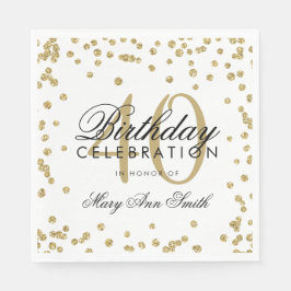 Gold 40th Birthday Glitter Confetti White Servet