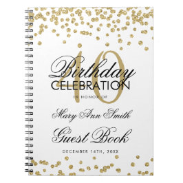 Gold 40th Birthday Guest Book Confetti Notitieboek