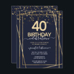 Gold 40th Birthday Party Budget Invitation<br><div class="desc">Elegant Faux gouden grens met de schijnwerpers aan de bovengrens. Alle tekst kan worden aangepast en kan eenvoudig worden gewijzigd voor uw eigen wensen. Geweldig elegante sjabloon voor 40ste verjaardag.</div>