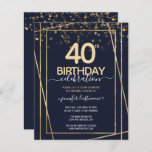 Gold 40th Birthday Party Budget Invitation<br><div class="desc">Elegant Faux gouden grens met de schijnwerpers aan de bovengrens. Alle tekst kan worden aangepast en kan eenvoudig worden gewijzigd voor uw eigen wensen. Geweldig elegante sjabloon voor 40ste verjaardag.</div>