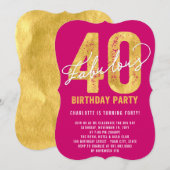 Gold 40th Birthday Party & Fabulous Kaart (Voorkant / Achterkant)