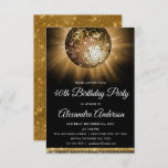 Gold 40th Birthday Party Gold Disco Ball Kaart<br><div class="desc">Gold 40e verjaardag van Gold Disco Ball Party uitnodiging. De uitnodiging van de 40e verjaardag van de Gouden en de Zwarte Partij is perfect voor een moderne 40e verjaardag.</div>