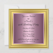 Gold 40th Birthday Party Invitation Kaart (Achterkant)