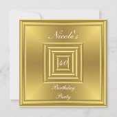 Gold 40th Birthday Party Invitation Kaart (Voorkant)