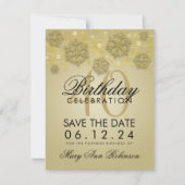 Gold 40th Birthday Save Date Winter Kaart (Voorkant)