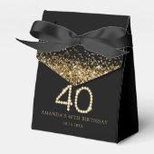 Gold 40th Diamonds Birthday Party Bedankdoosjes (Voorkant Zijde)