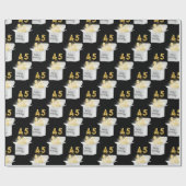 Gold 45th Birthday-ballonnen in White Box Cadeaupapier (Vlak)