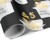 Gold 45th Birthday-ballonnen in White Box Cadeaupapier (Rol Hoek)