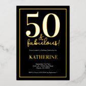 Gold 50 and Fabulous 50th Birthday Foil Invitation Folie Uitnodiging (Voorkant)