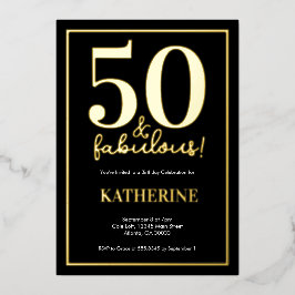 Gold 50 and Fabulous 50th Birthday Foil Invitation Folie Uitnodiging