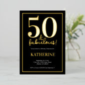 Gold 50 and Fabulous 50th Birthday Foil Invitation Folie Uitnodiging (Staand Voorkant)