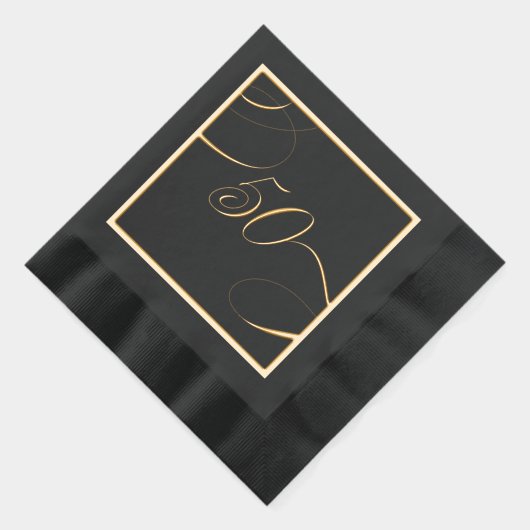 Gold 50 Calligraphy Milestone Birthday Anniversary Folie Servetten (Rechts)