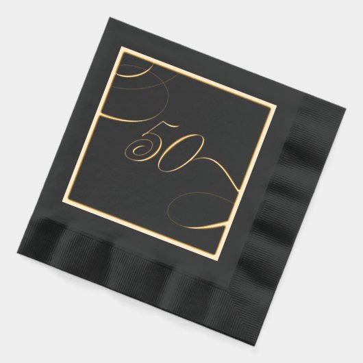 Gold 50 Calligraphy Milestone Birthday Anniversary Folie Servetten (Links)