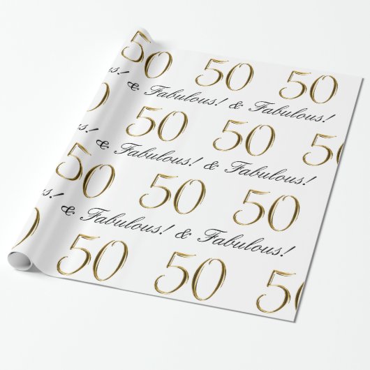 Gold 50 en Fabulous | 50e verjaardag van de cadeau Cadeaupapier (Uitgerold)